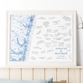 Asbury Park NJ Bröllop Elegant Gästboksposter Poster