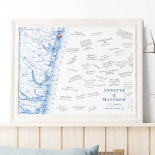Asbury Park NJ Bröllop Elegant Gästboksposter Poster