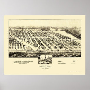Asbury Park, NJ Panoramic Karta - 1897 Poster
