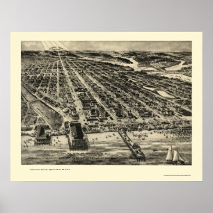 Asbury Park, NJ Panoramic Karta - 1910 Poster