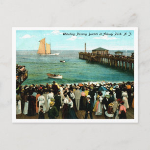 Asbury Park NJ Ser på Yachter 1906 Vintage Vykort