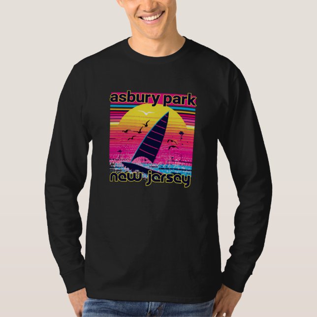 Asbury Park Retro 80s Style Souvenir Beach T Shirt (Framsida)