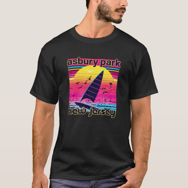 Asbury Park Retro 80s Style Souvenir Beach T Shirt (Framsida)