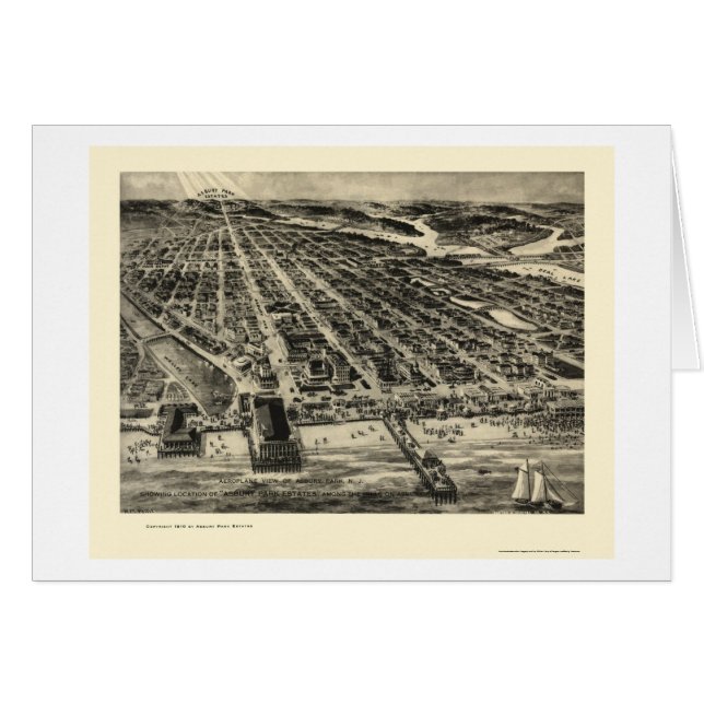 Asbury parkerar, den panorama- kartan för NJ - Hälsningskort (Framsidan Horizontal)