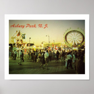 Asbury parkerar, NJ-munterheter på boardwalken Poster