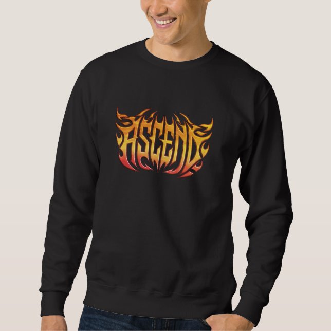 Ascend Motivational Flames Fireman Firefighter Man Lång Ärmad Tröja (Framsida)