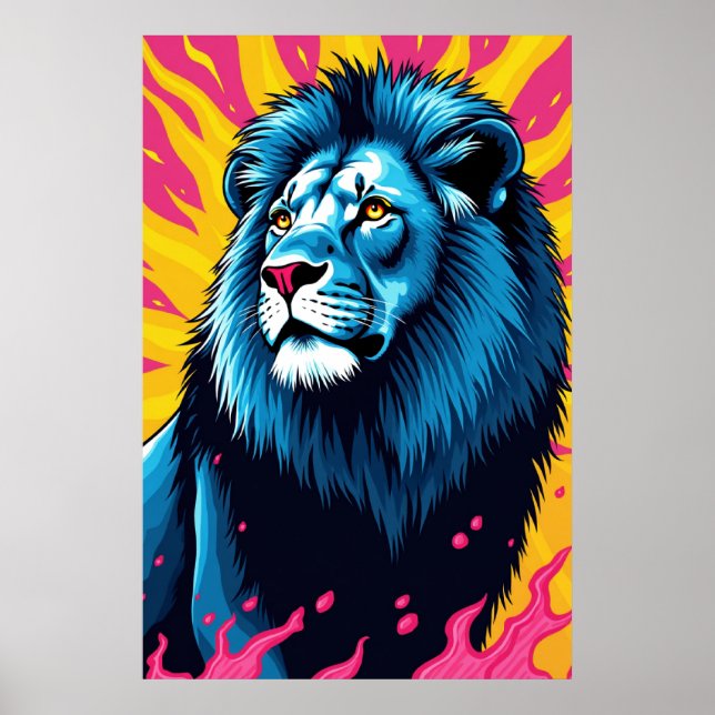Ascendant Kung - Pop Art Lejon Poster (Framsidan)