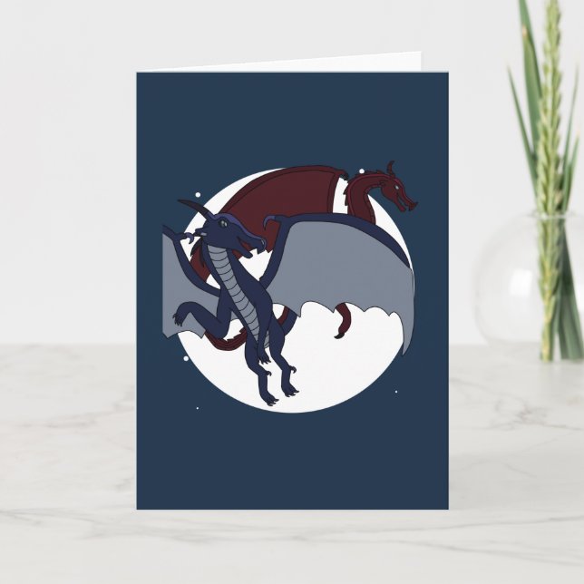 Ascended Mythical Fantasy Dragon Moon Blank Inside Kort (Framsida)
