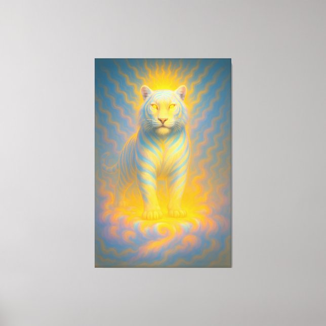 Ascended Sunlit White Tiger | ManJiangHong Fine Ar Canvastryck (Framsida)