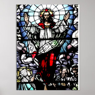 Ascension av Jesus nedfläckad glasfönster Poster