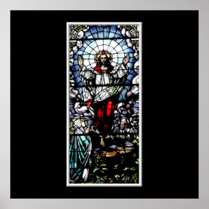 Ascension av Jesus nedfläckad glasfönster Poster