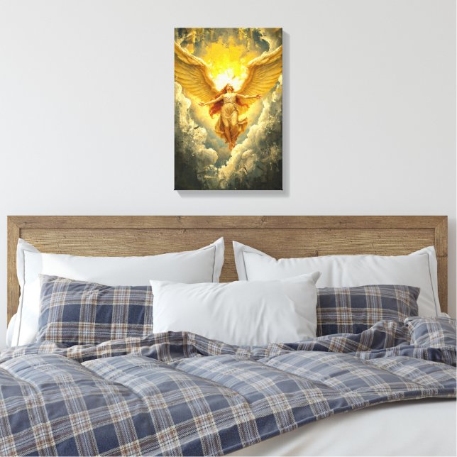 Ascension av ljus - Majestic Angelic Artwork Canvastryck (Insitu (sovrum))