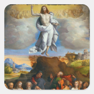 Ascension i Golden Clouds Fyrkantigt Klistermärke