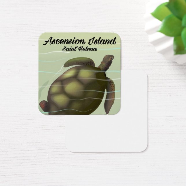 Ascension Island Sea Turtle Fyrkantigt Visitkort (Skivbord)