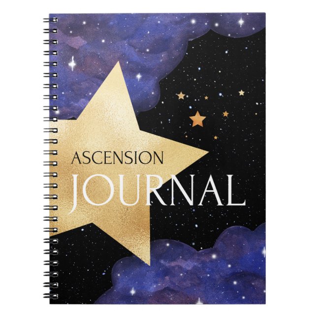 Ascension Journal - Lila & Guld Cosmic Star Anteckningsbok (Framsidan)