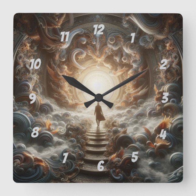 Ascension to the Light Fyrkantig Klocka (Framsida)