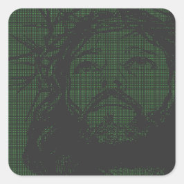 ASCII Art Jesus törnekrona Johannes 19:30 Fyrkantigt Klistermärke