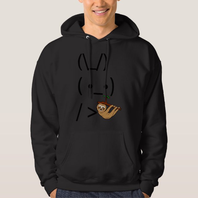 Ascii Bunny Rabbit Holding A Sloth Hoodie (Framsida)
