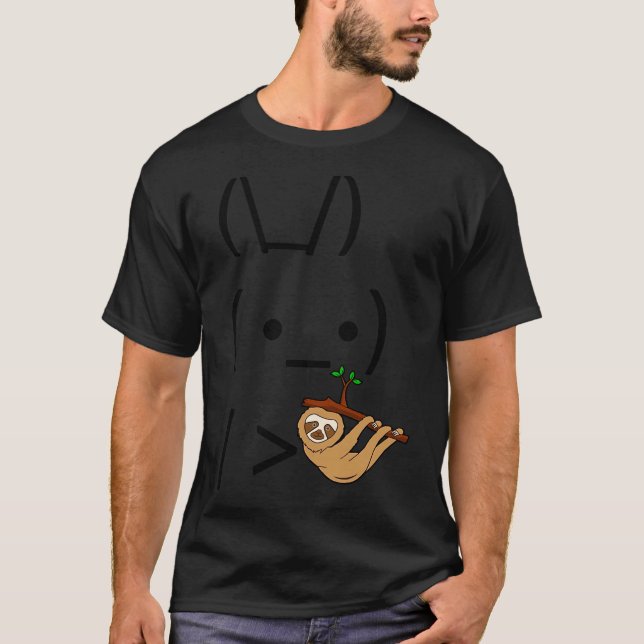 Ascii Bunny Rabbit Holding A Sloth T Shirt (Framsida)