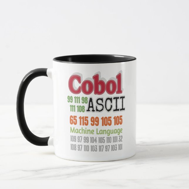 Ascii Cobol Programmeringsmaskin Språk Mugg (Vänster)