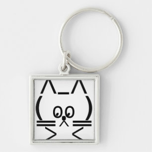 ASCII Katt Fyrkantig Silverfärgad Nyckelring