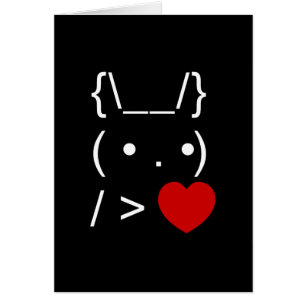 ASCII Text Art Bunny Rabbit Ge Heart Card Hälsningskort