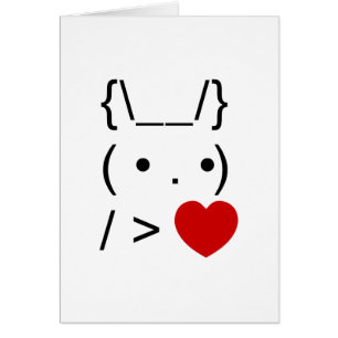 ASCII Text Art Bunny Rabbit Ge Heart Card Hälsningskort