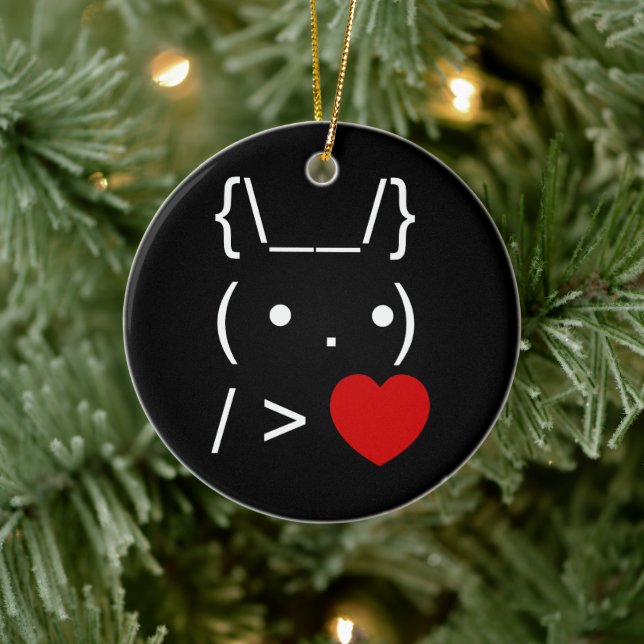 ASCII Text Art Bunny Rabbit Ge Heart Julgransprydnad Keramik (Träd)