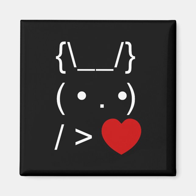 ASCII Text Art Bunny Rabbit Ge Heart Magnet (Framsidan)