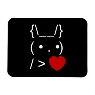 ASCII Text Art Bunny Rabbit Ge Heart Magnet