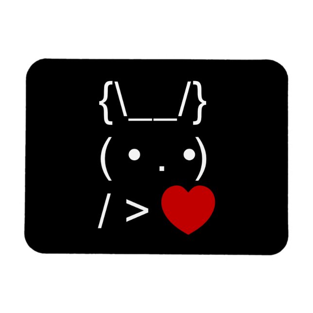 ASCII Text Art Bunny Rabbit Ge Heart Magnet (Horisontell)