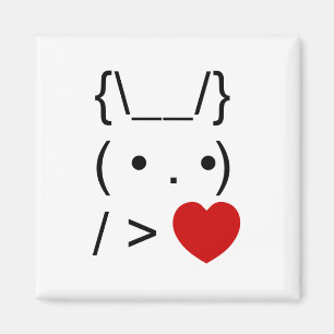ASCII Text Art Bunny Rabbit Ge Heart Magnet