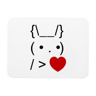 ASCII Text Art Bunny Rabbit Ge Heart Magnet
