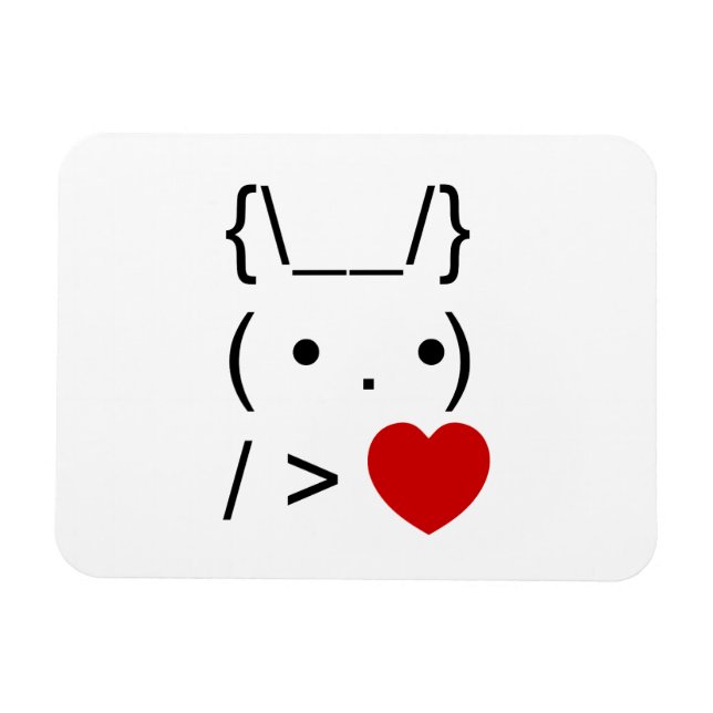 ASCII Text Art Bunny Rabbit Ge Heart Magnet (Horisontell)