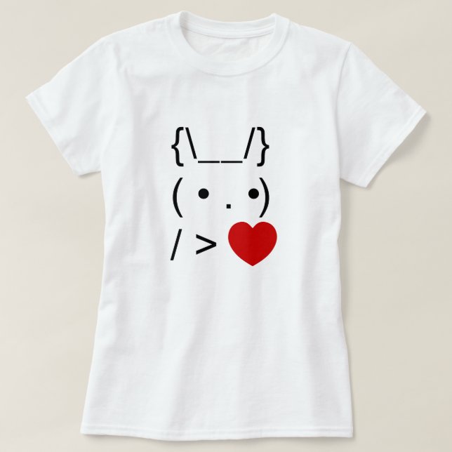 ASCII Text Art Bunny Rabbit Ge Heart T Shirt (Design framsida)