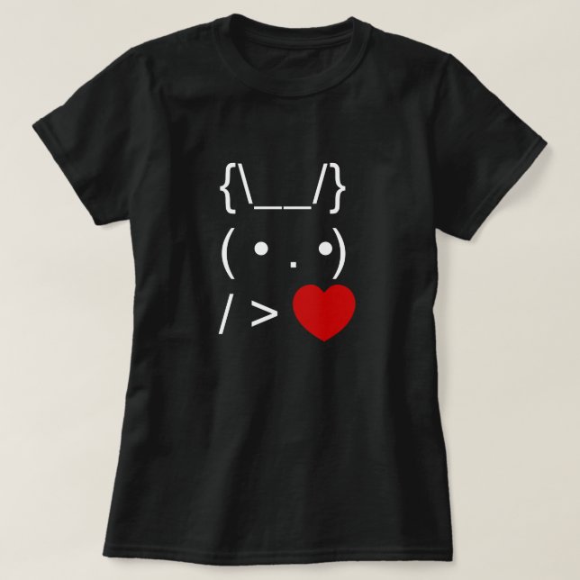 ASCII Text Art Bunny Rabbit Ge Heart T Shirt (Design framsida)