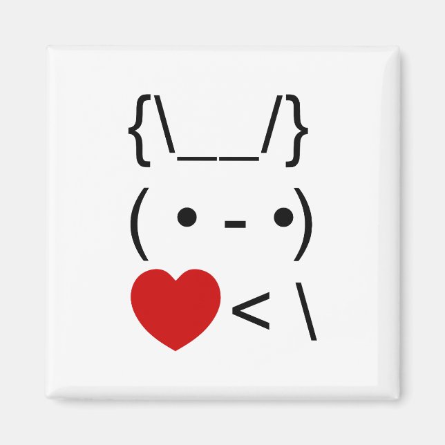 ASCII Text Art Bunny Rabbit Ta hjärtat tillbaka Magnet (Framsidan)