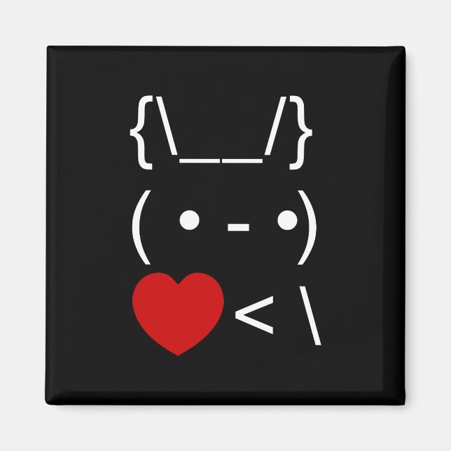 ASCII Text Art Bunny Rabbit Ta hjärtat tillbaka Magnet (Framsidan)