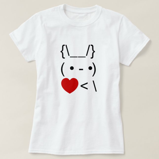 ASCII Text Art Bunny Rabbit Ta hjärtat tillbaka T Shirt (Design framsida)