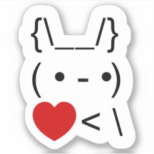 ASCII Text Art Bunny Rabbit tar hjärtat tillbaka Klistermärken