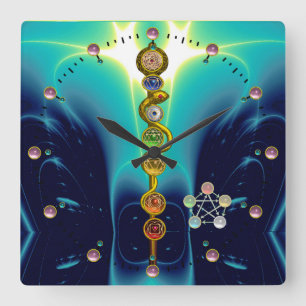 ASCLEPIUS 7 CHAKRAS,YOGA,ANDLIG ENERGI FYRKANTIG KLOCKA