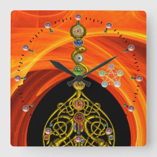 ASCLEPIUS 7 CHAKRAS,YOGA,ANDLIG ENERGI FYRKANTIG KLOCKA