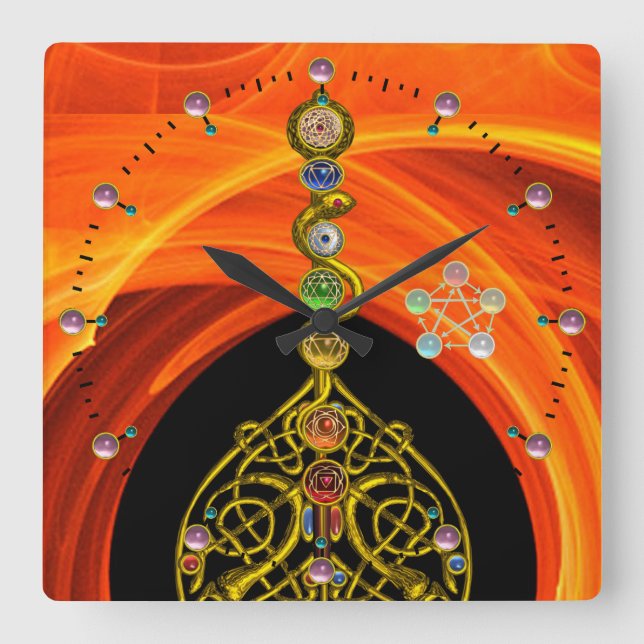 ASCLEPIUS 7 CHAKRAS,YOGA,ANDLIG ENERGI FYRKANTIG KLOCKA (Framsida)