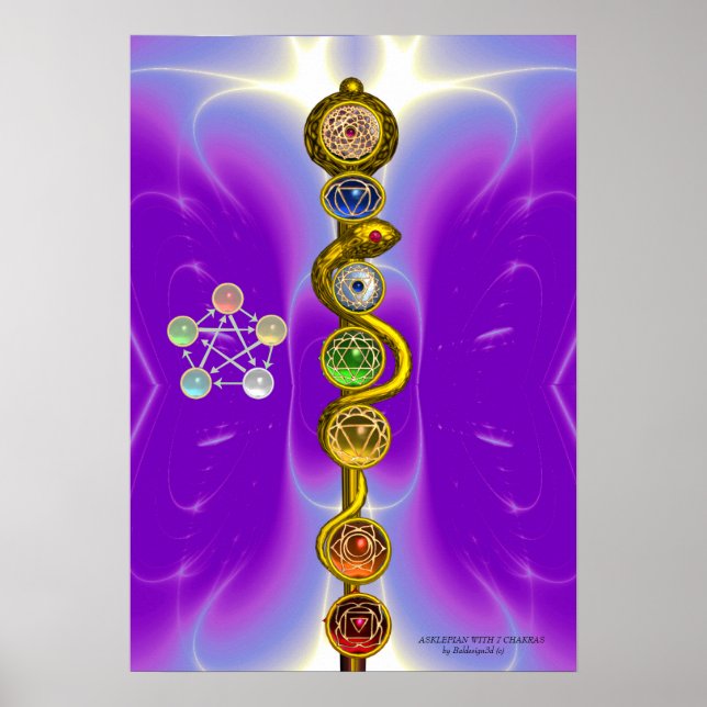 ASCLEPIUS 7 CHAKRAS,YOGA,ANDLIG ENERGI POSTER (Framsidan)
