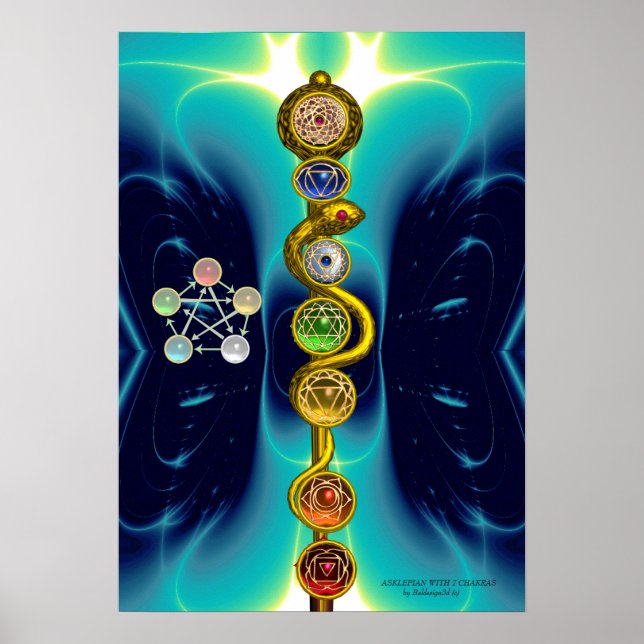 ASCLEPIUS 7 CHAKRAS,YOGA,ANDLIG ENERGI POSTER (Framsidan)