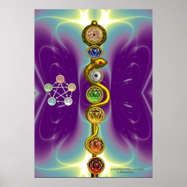 ASCLEPIUS 7 CHAKRAS,YOGA,ANDLIG ENERGI POSTER (Framsidan)