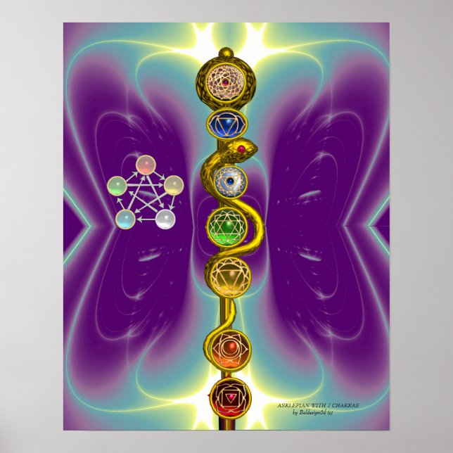 ASCLEPIUS 7 CHAKRAS,YOGA,ANDLIG ENERGI POSTER (Framsidan)