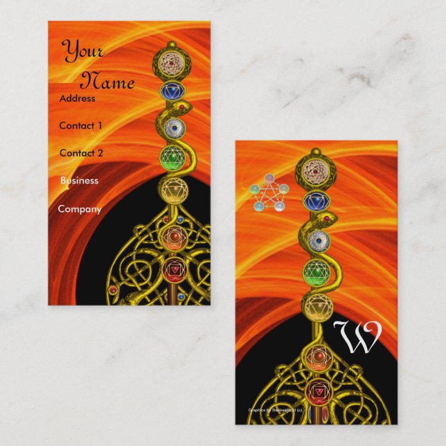 ASCLEPIUS,7 CHAKRAS,YOGA,ANDLIG ENERGI VISITKORT (Fram/baksida)
