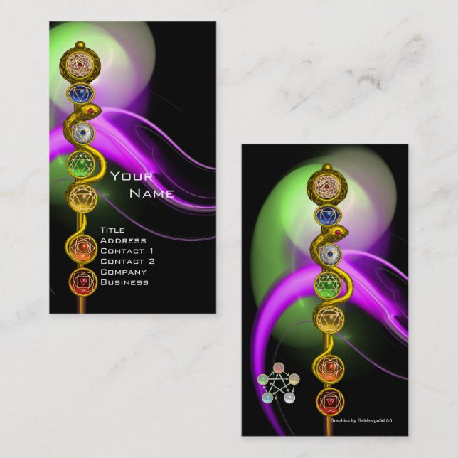 ASCLEPIUS,7 CHAKRAS,YOGA,ANDLIG ENERGI VISITKORT (Fram/baksida)
