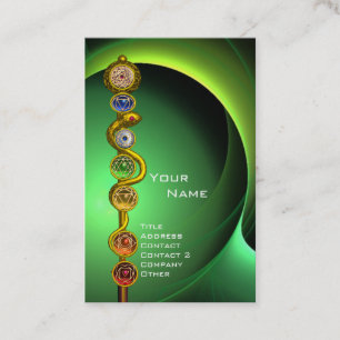 ASCLEPIUS,7 CHAKRAS YOGA LOTUS POSE Grönt Visitkort